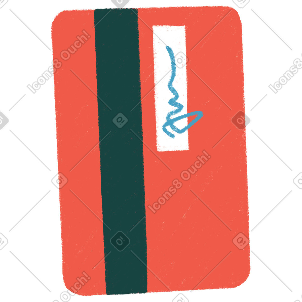 Red credit card back side illustration in Tutti style download in PNG, SVG