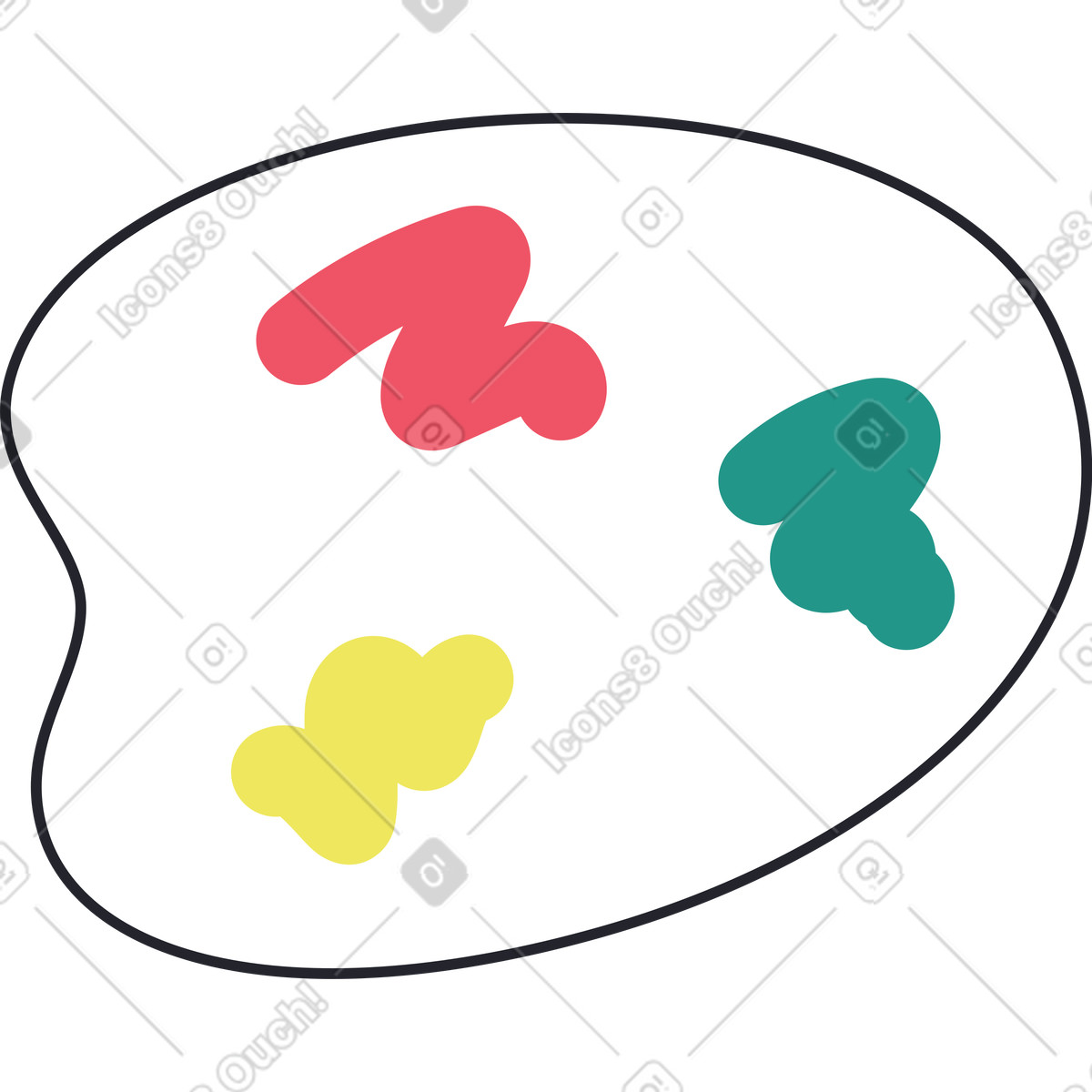 Palette mit farben-Illustration im Boba-Stil als Download in PNG, SVG