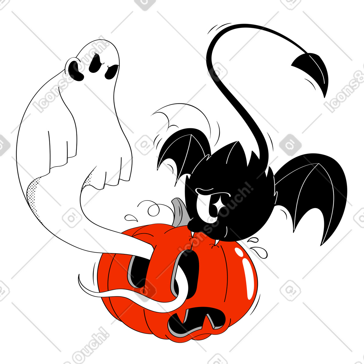 Halloween Party! illustration in Looney style download in PNG, SVG