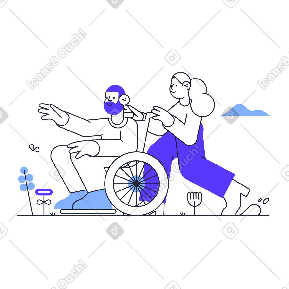 Ilustração de Fazer uma caminhada ao ar livre em no estilo Pablita para baixar em PNG, SVG