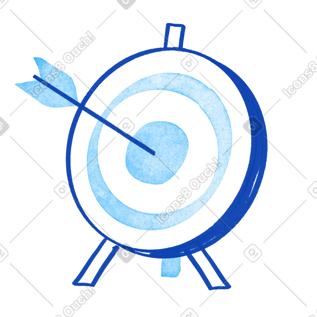 Target bullseye arrow hitting center symbolizing successful goal achievement-Illustration im Tint-Stil als Download in PNG, SVG