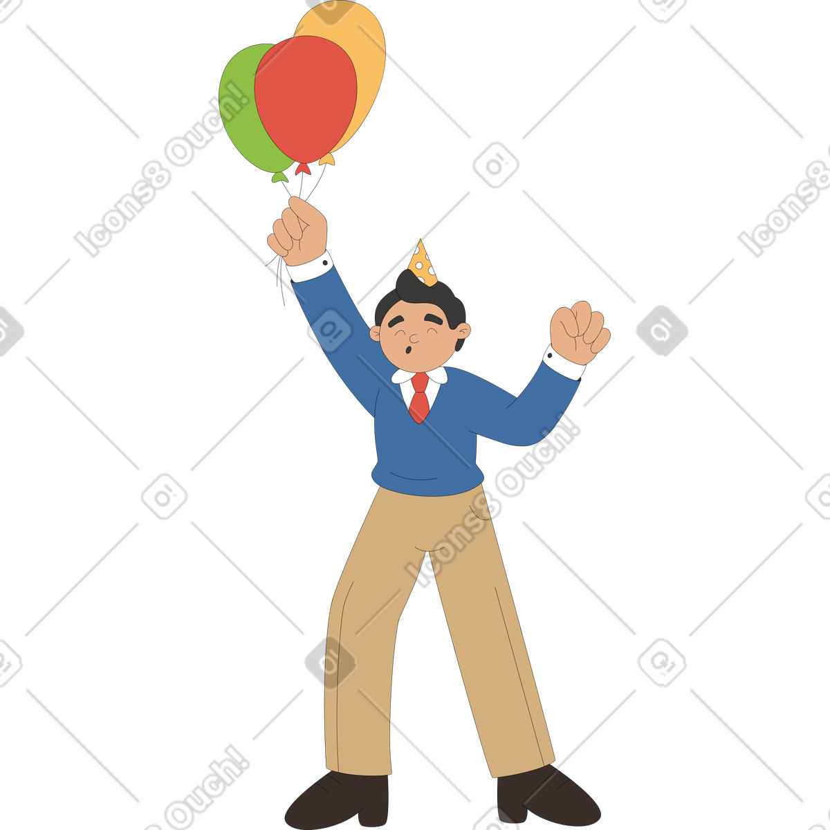 Ilustração de Homem com balões em no estilo Sitcom para baixar em PNG, SVG
