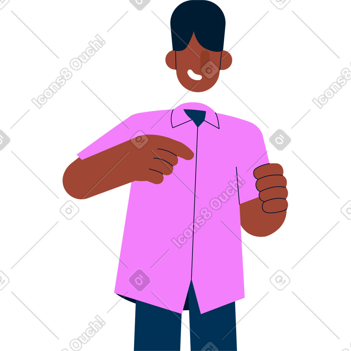 Illustration L'homme pointe ses doigts vers la gauche dans le style Cubes à télécharger aux formats PNG, SVG