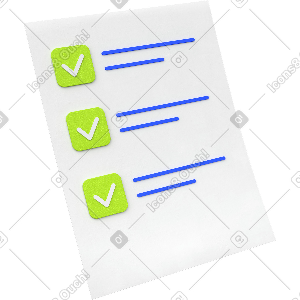 Illustration Liste de contrôle dans le style 3D Enterprise à télécharger aux formats PNG, SVG
