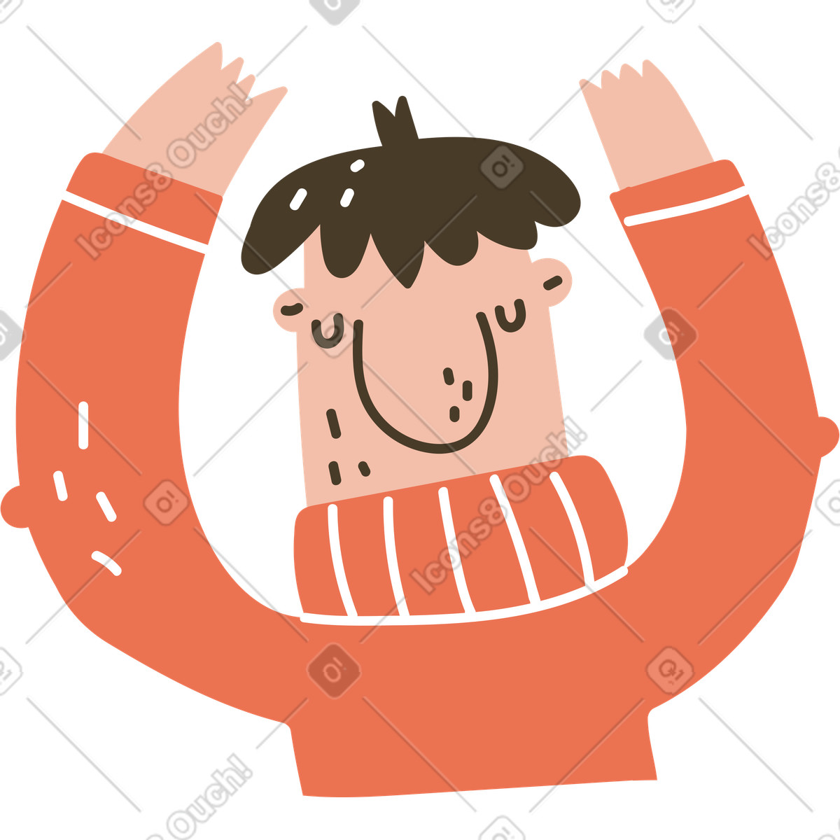 Иллюстрация Man with two raised hands в стиле Karlsson — скачать в форматах PNG, SVG