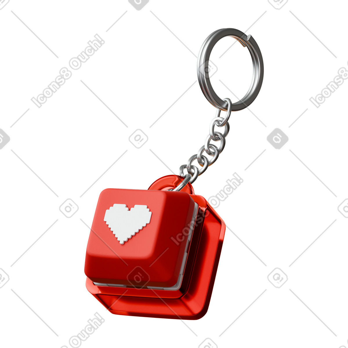 Heart keycap keychain illustration in 3D Stickle style download in PNG, SVG