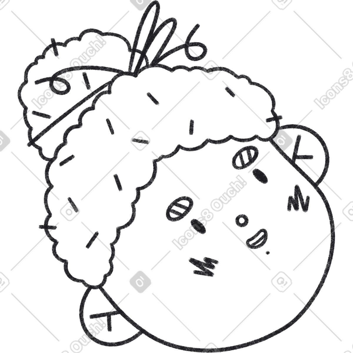 Illustration Girl with an african hairstyle dans le style Bonbon Line à télécharger aux formats PNG, SVG