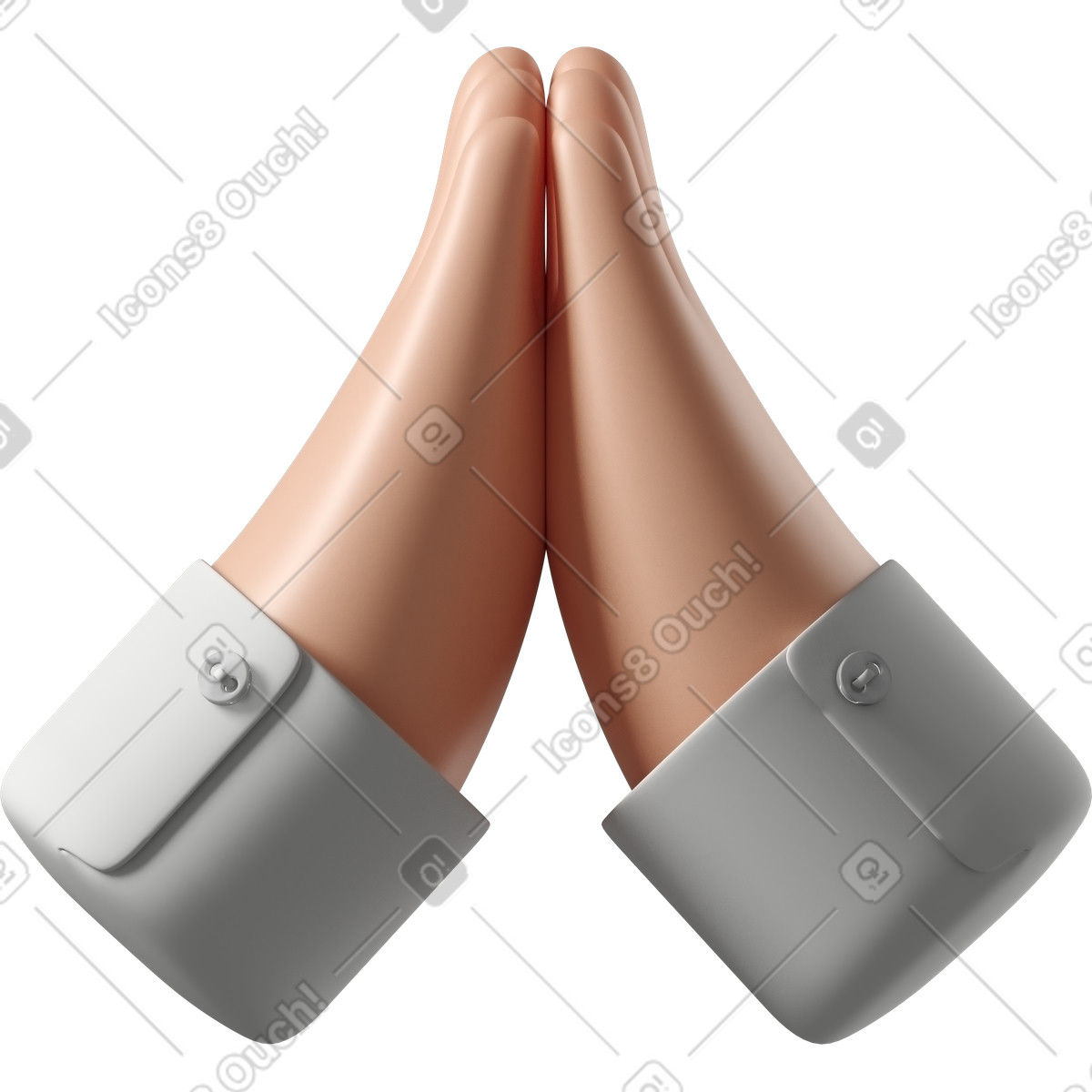 Folded white skin hands illustration in 3D Fun&Wild style download in PNG, SVG