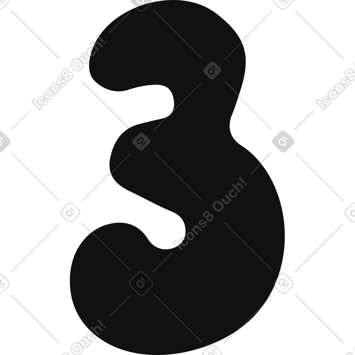 Ilustración Numero 3 en estilo Journal a descargar en PNG y SVG