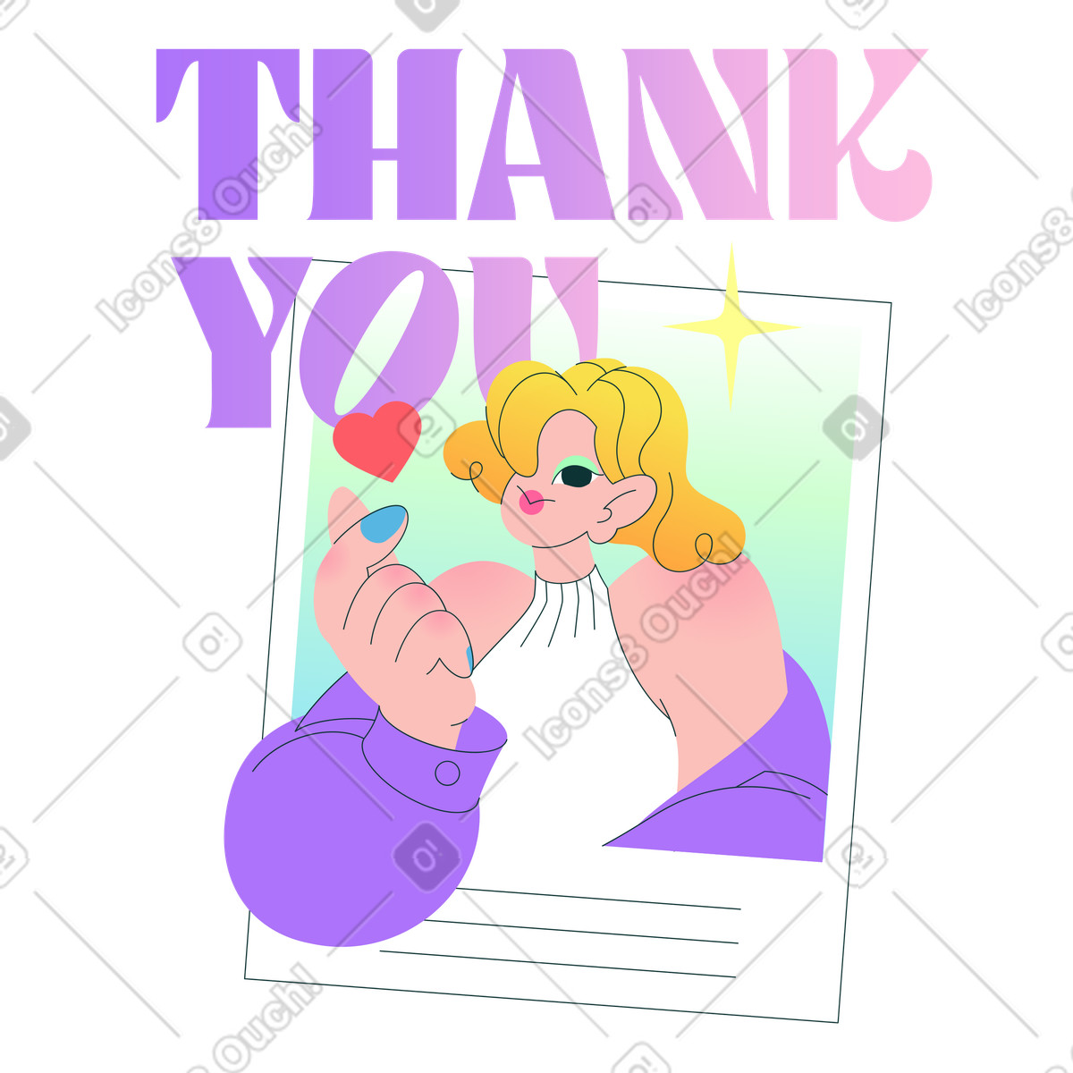 Ilustração de Thank you postcard, Expression of gratitude and appreciation em no estilo Florid para baixar em PNG, SVG