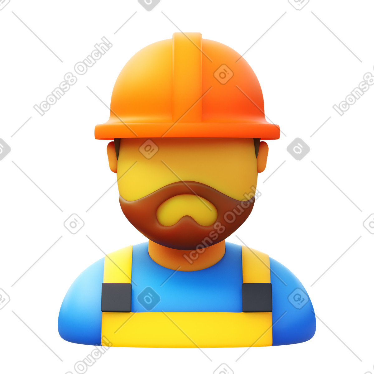 Ilustración Worker beard short en estilo 3D Fluency a descargar en PNG y SVG