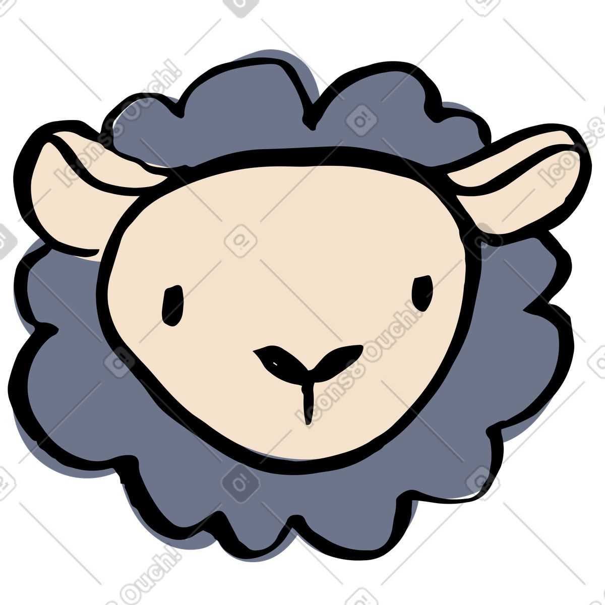 Ilustración Cabeza de oveja en estilo Scandi a descargar en PNG y SVG
