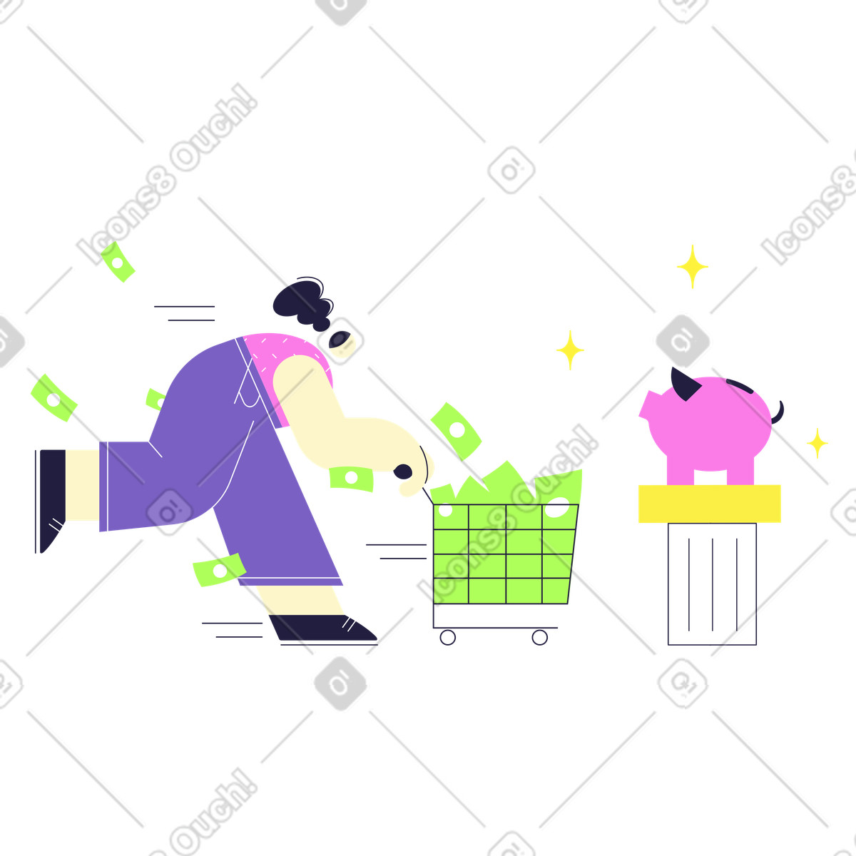 Time to invest illustration in Mellow style download in PNG, SVG
