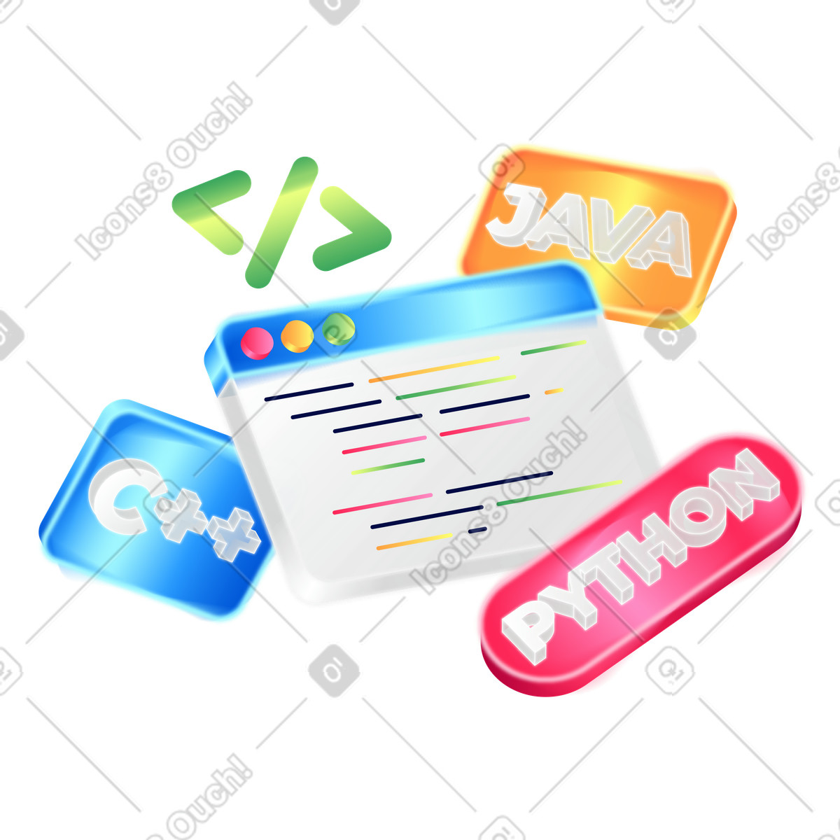 Backend development and programming languages illustration in PNG, SVG