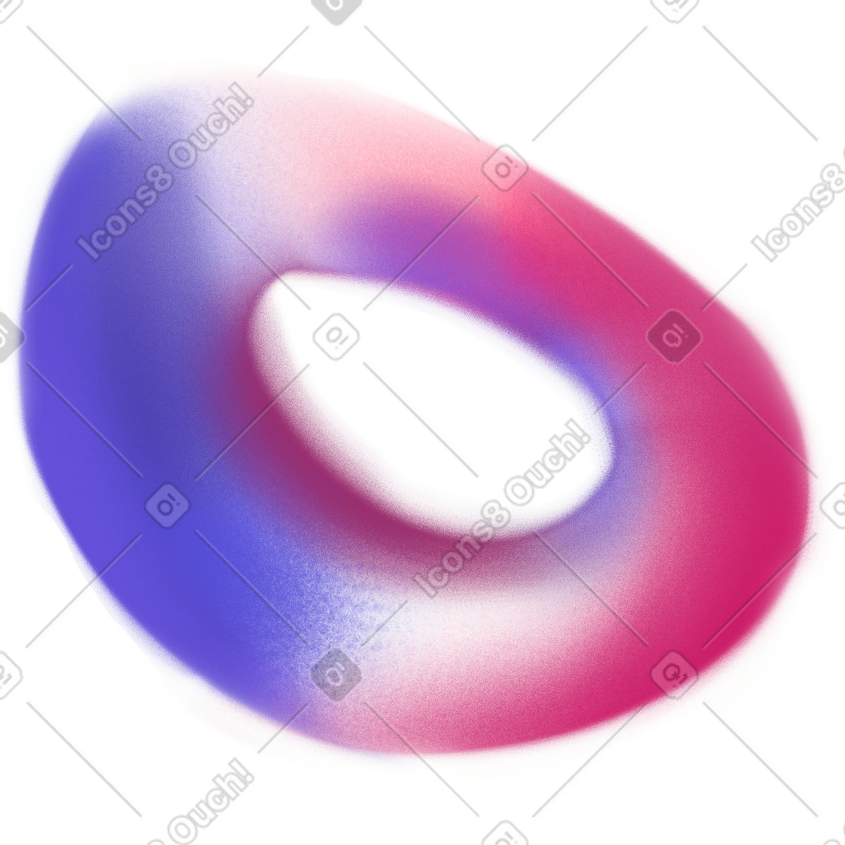 Forma toroide 3d ovale rosa e blu illustrazione in stile Doodle scarica in PNG, SVG