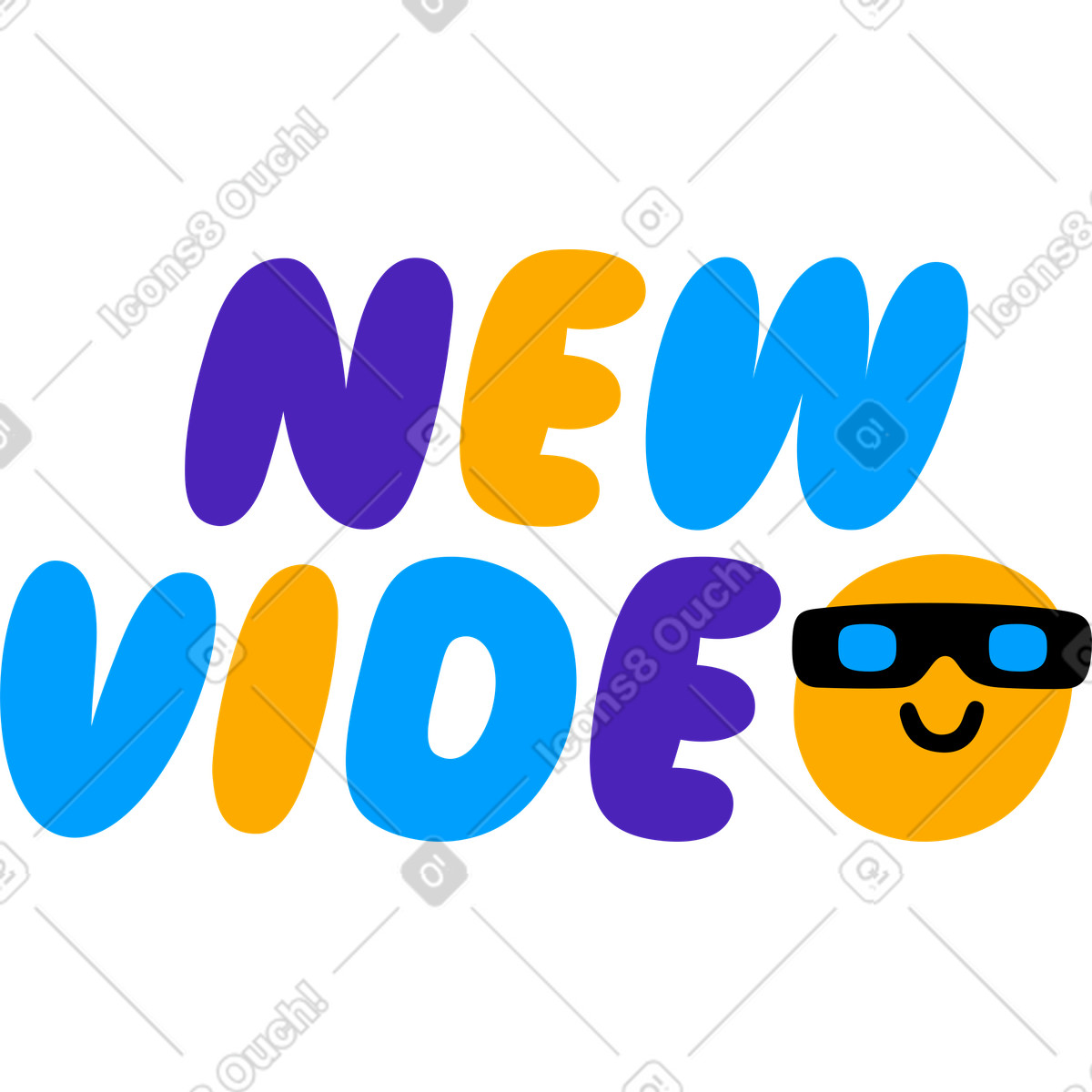 Ilustración animada Pegatina de letras hinchada multicolor nuevo video texto en estilo Lettering a descargar en GIF, Lottie (JSON), AE