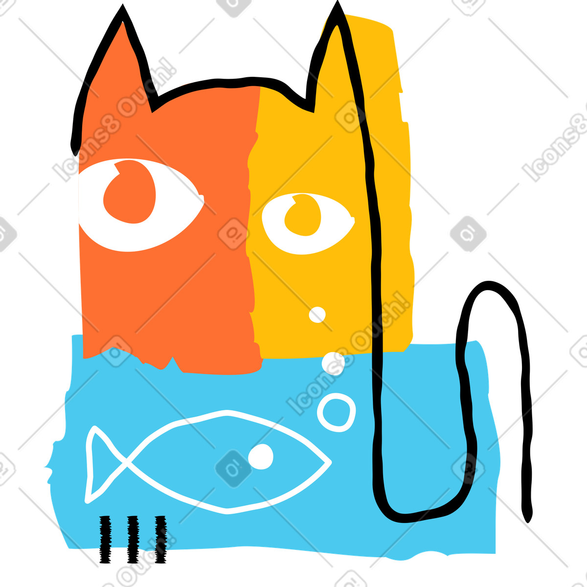 Ilustración Los peces son amigos, no comida en estilo Puzzle a descargar en PNG y SVG