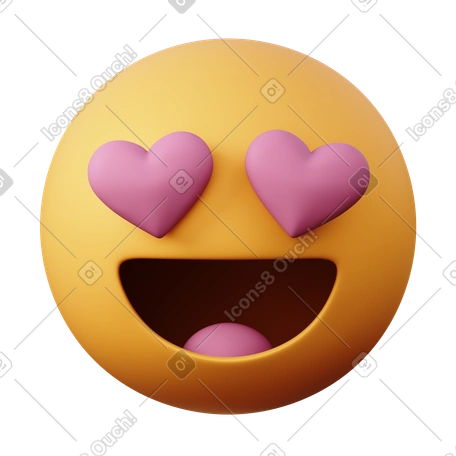 3D Smiling Face with Heart Eyes Emoji PNG, SVG