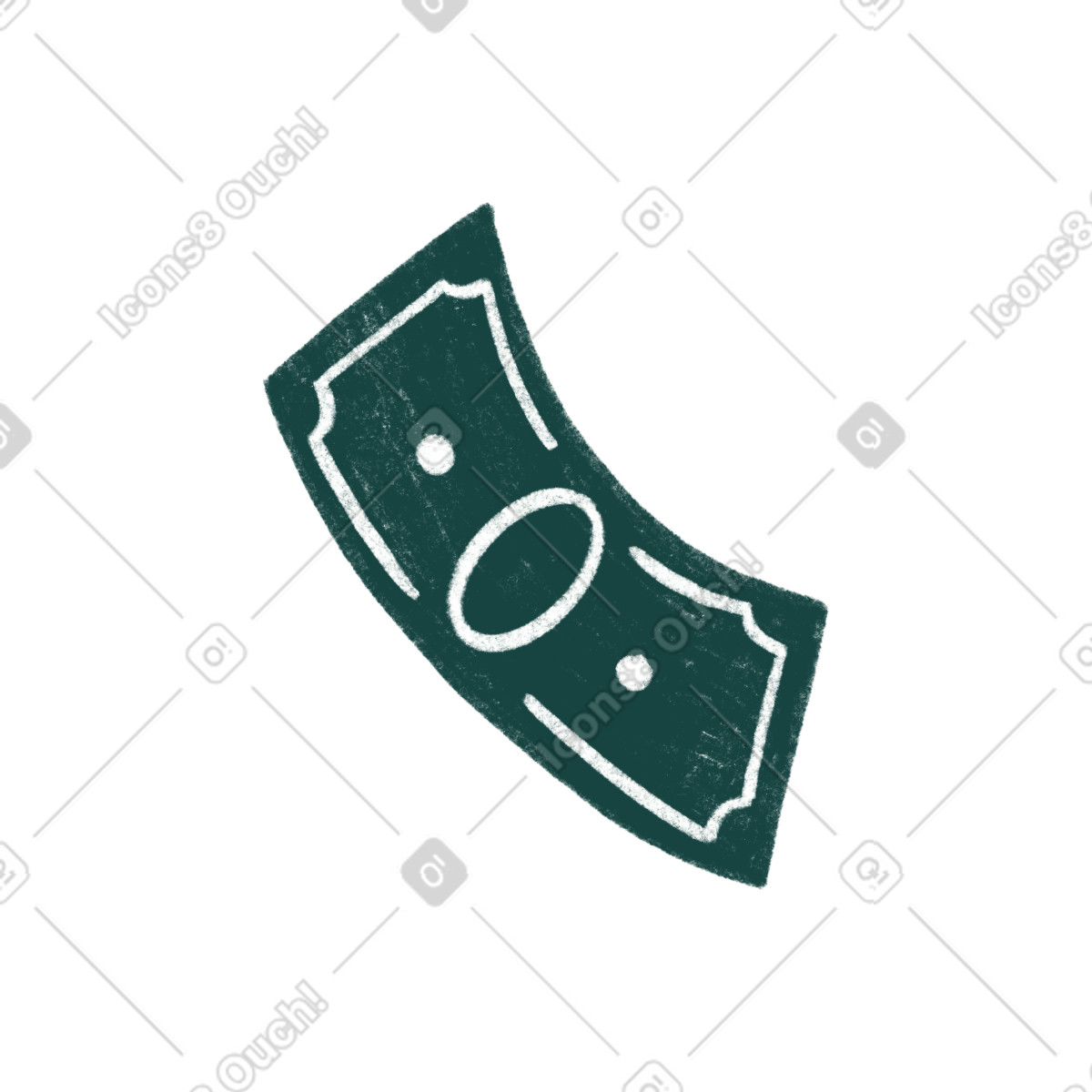 Dark green banknote illustration in Tutti style download in PNG, SVG