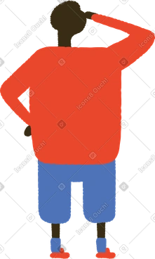 Man with black skin stands with his back and looks up PNG, SVG