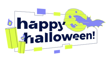 Happy Halloween text with bats and candles - Glow style illustration