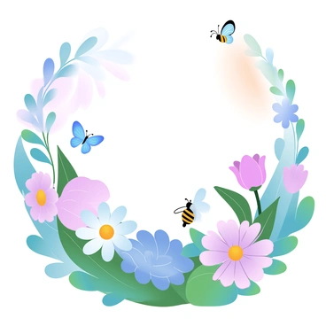 A vibrant garden filled with a variety of colorful flowers in full bloom, such as daisies, tulips, and roses. Butterflies of different sizes and patterns are fluttering among the flowers, showcasing their delicate wings. Bees are actively buzzing around, moving from flower to flower, collecting nectar. The sun is shining brightly, illuminating the scene with warm, soft light. Lush green leaves surround the flowers, creating a rich contrast with the vivid colors of the blossoms. The overall composition is lively, capturing the essence of a flourishing garden.