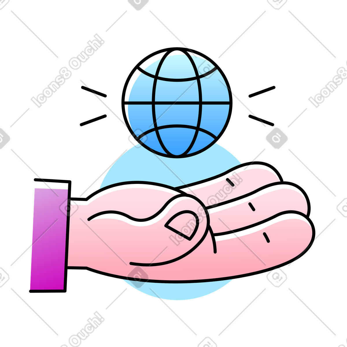 Hand holding globe, internet connection illustration in Pocus style download in PNG, SVG