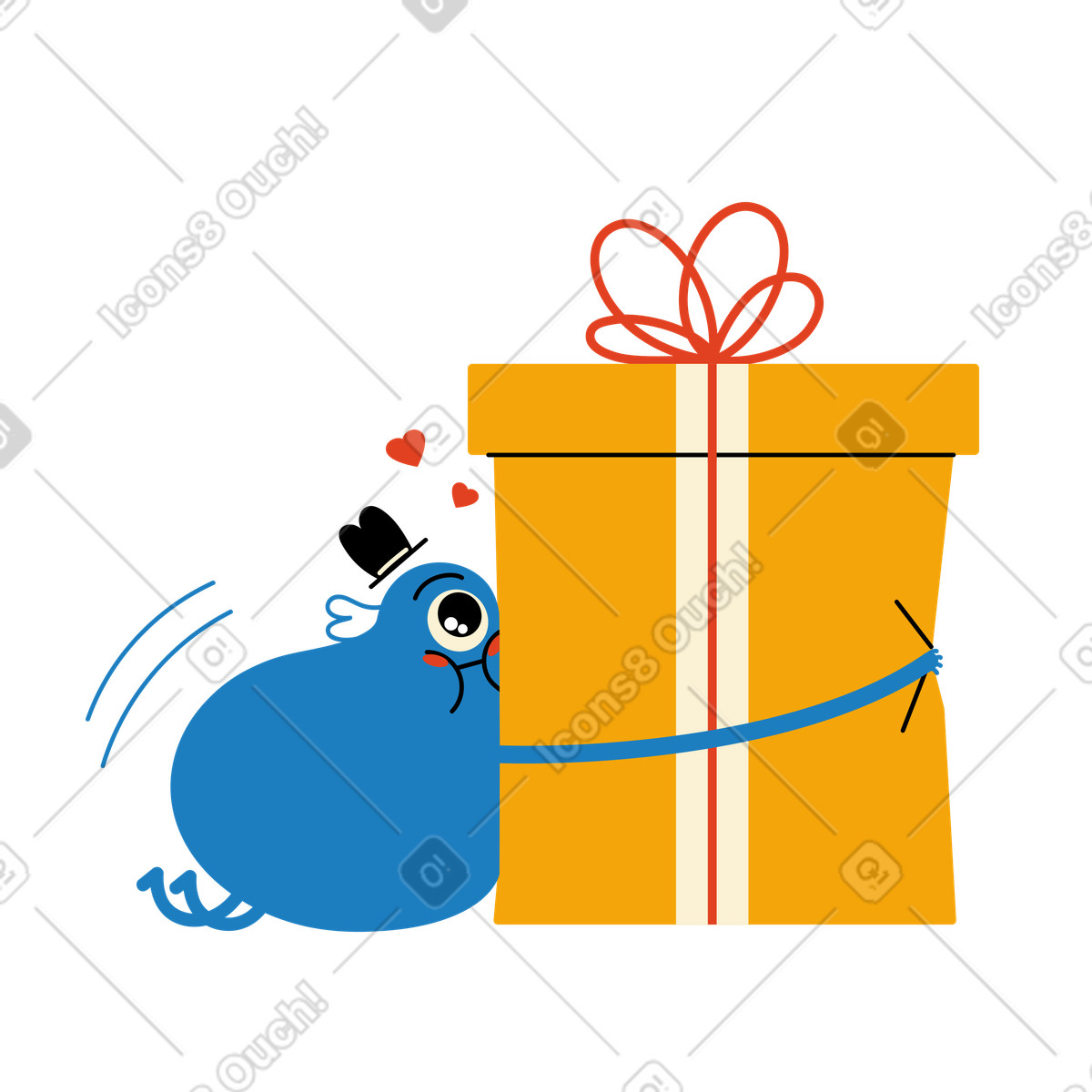 Character embracing a welcome gift illustration clipart people hugging PNG SVG