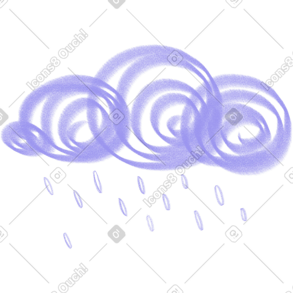 Illustration Purple cloud with rain dans le style Doodle à télécharger aux formats PNG, SVG