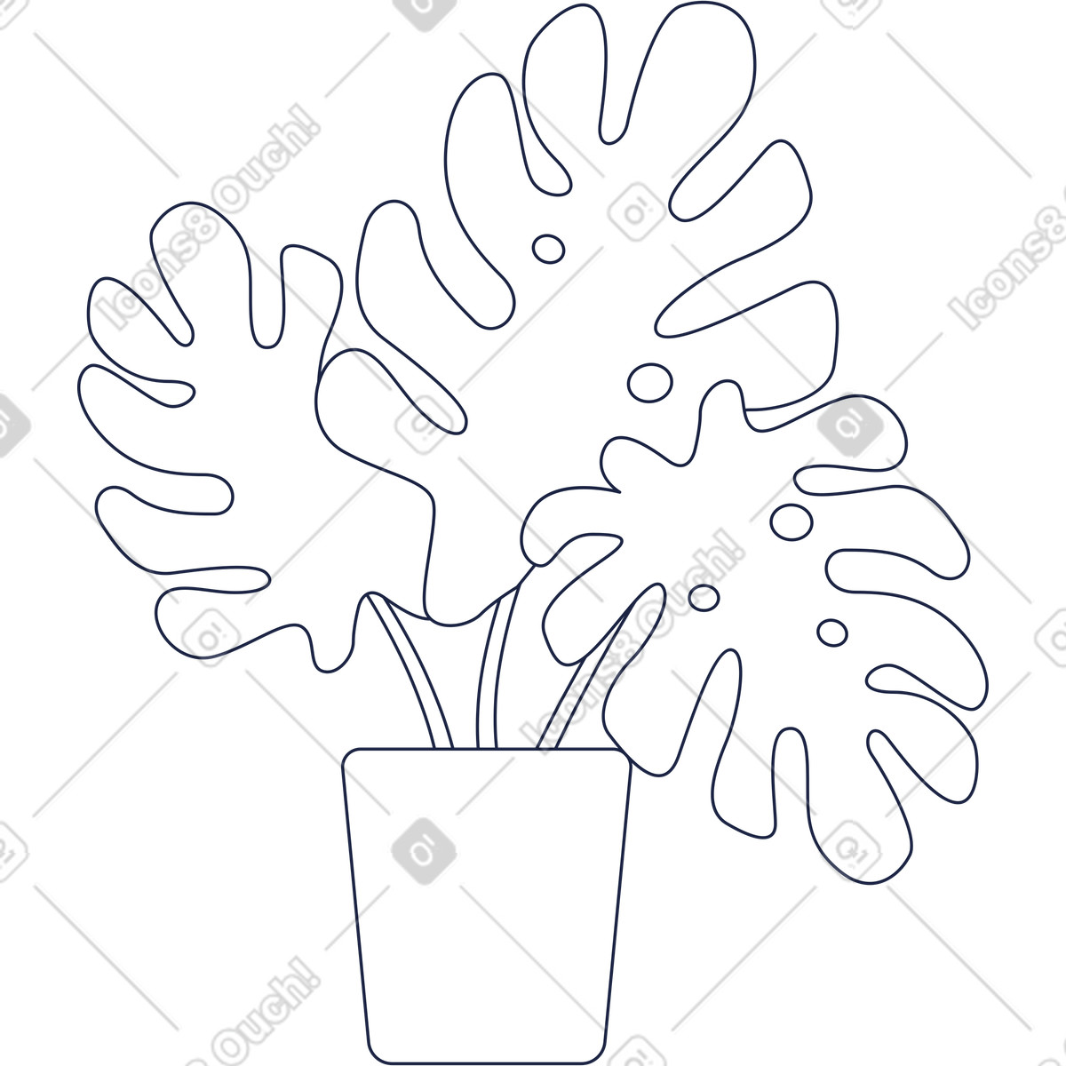 Urban Line スタイルの ヤシの葉の大きな植物 のイラストをPNG、SVG形式でダウンロード