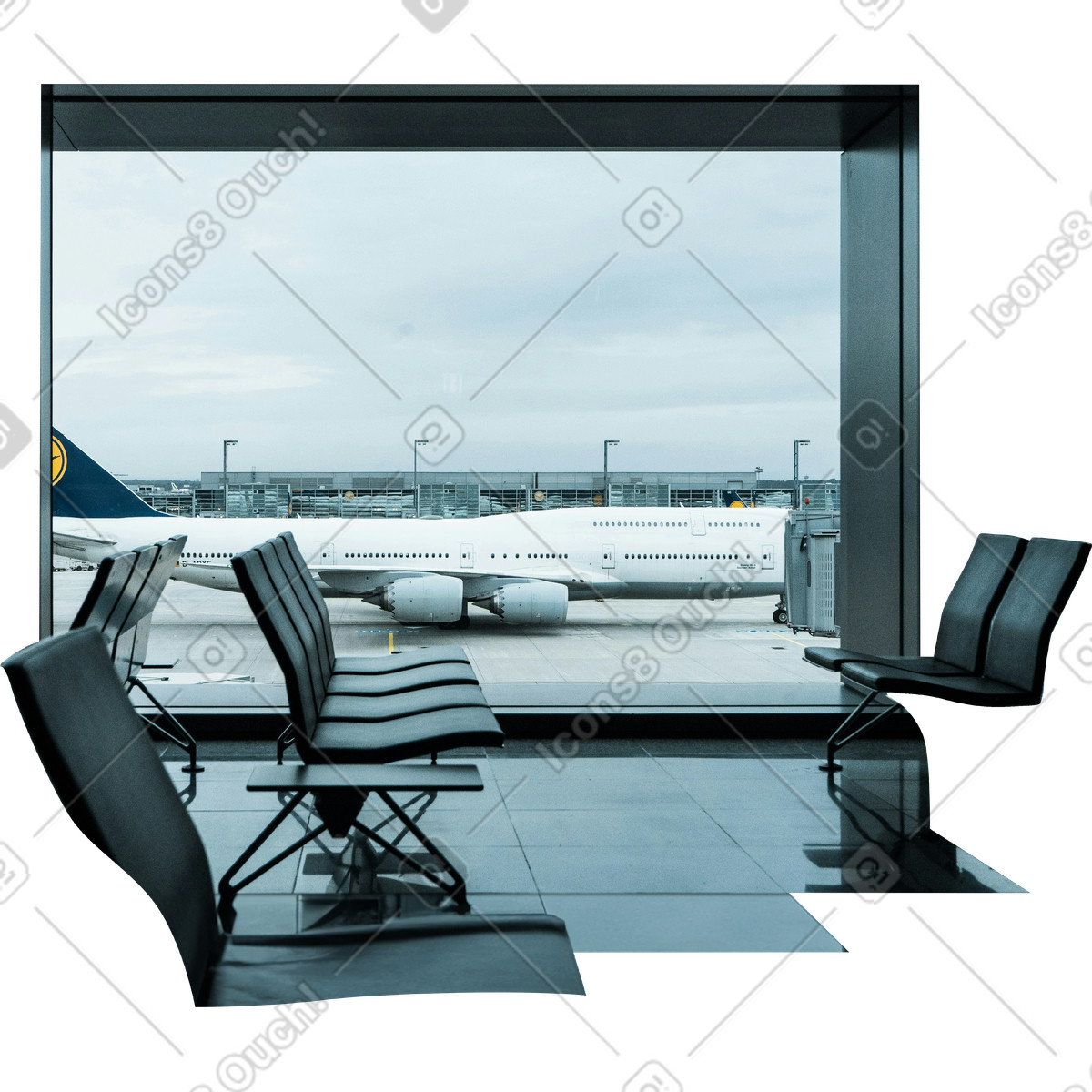 Background with airport illustration in Everyday style download in PNG, SVG