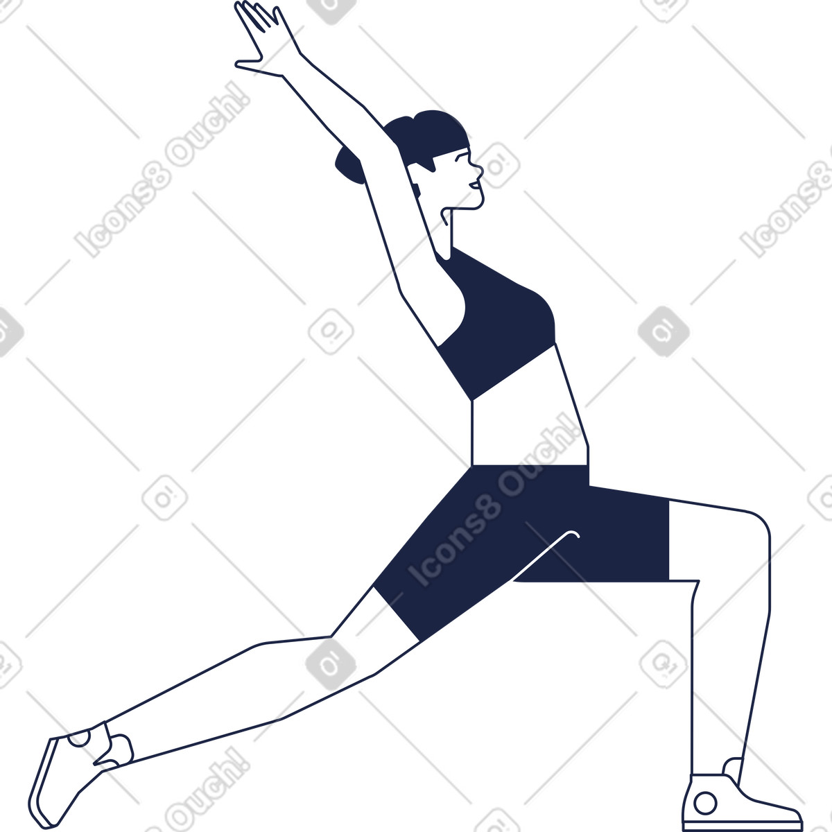 Woman in yoga pose line animated illustration Urban style download GIF, Lottie (JSON), AE
