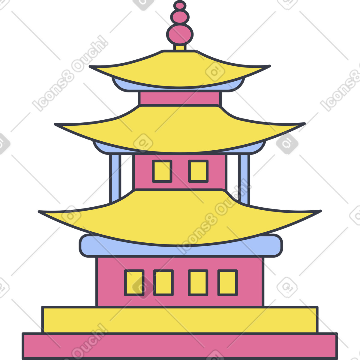 Illustration Pagode dans le style Abstract à télécharger aux formats PNG, SVG