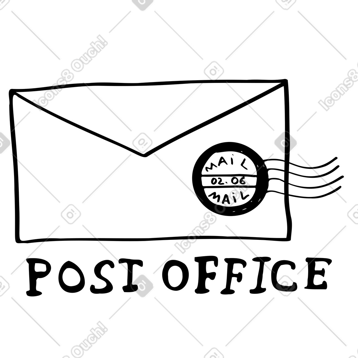 Letter with a post office stamp and lettering illustration in Marks style download in PNG, SVG