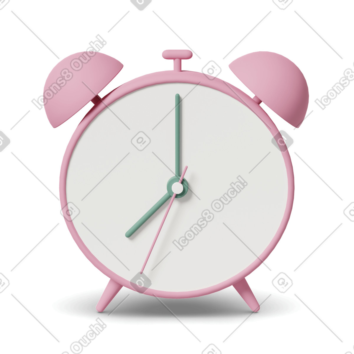 3D Casual life スタイルの Pink alarm clock on ground のイラストをPNG、SVG形式でダウンロード