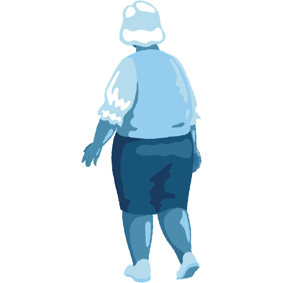 Ilustración Old curvy woman standing back en estilo Cherry a descargar en PNG y SVG