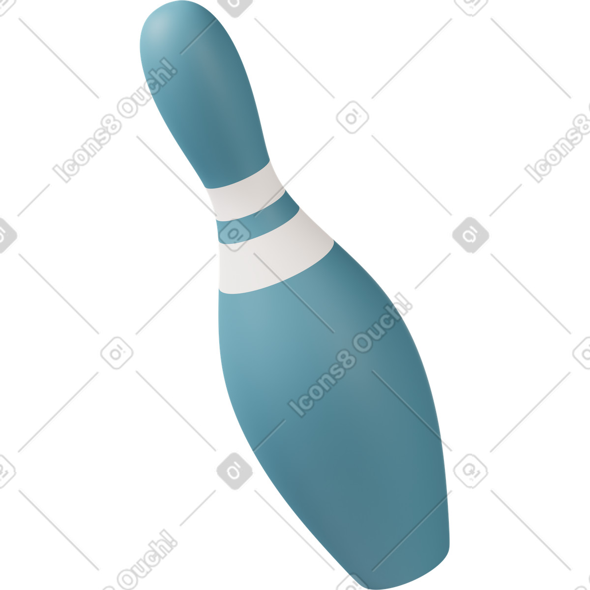 3D Casual life スタイルの Blue bowling pin のイラストをPNG、SVG形式でダウンロード