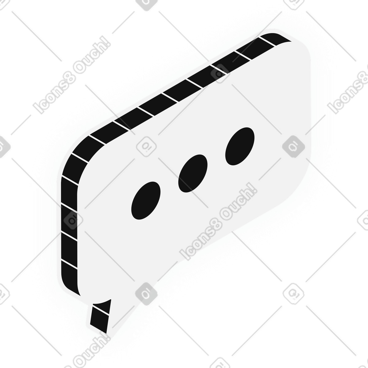 Illustration Rectangular message bubble with three dots dans le style Inverse à télécharger aux formats PNG, SVG