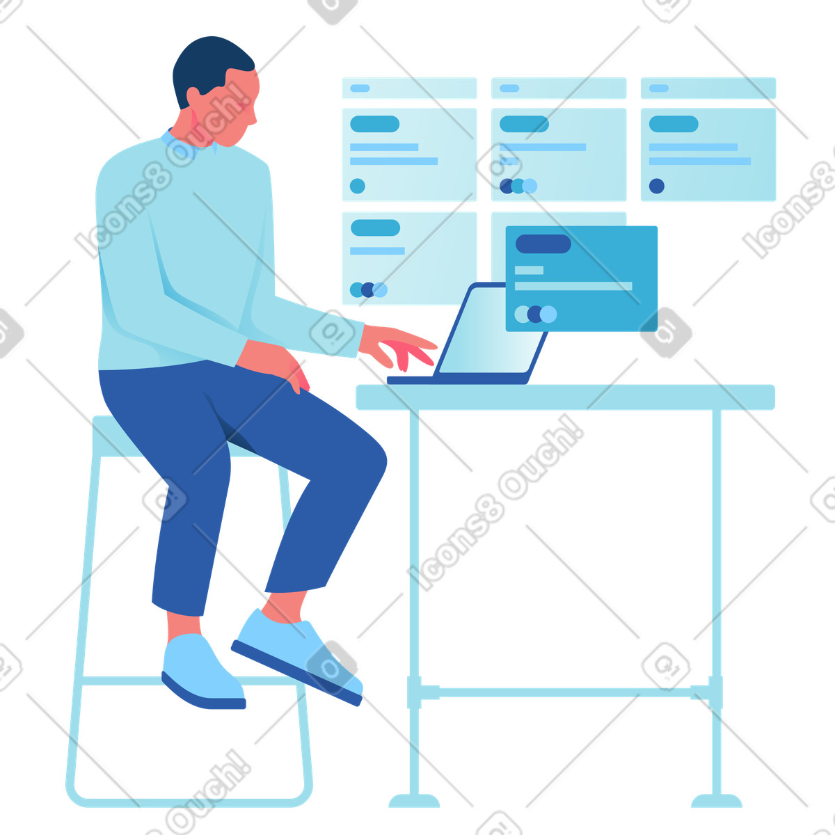 Task management interface illustration in Daily style download in PNG, SVG
