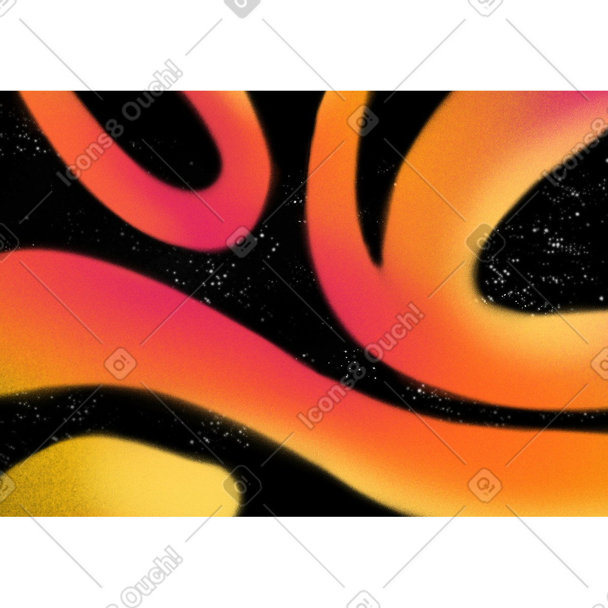 Starry sky background with yellow and red shapes illustration in Doodle style download in PNG, SVG