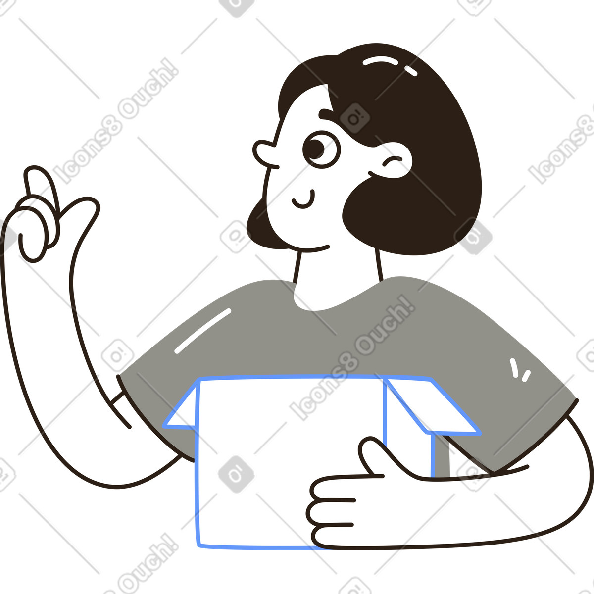 Woman with box illustration in Plain style download in PNG, SVG