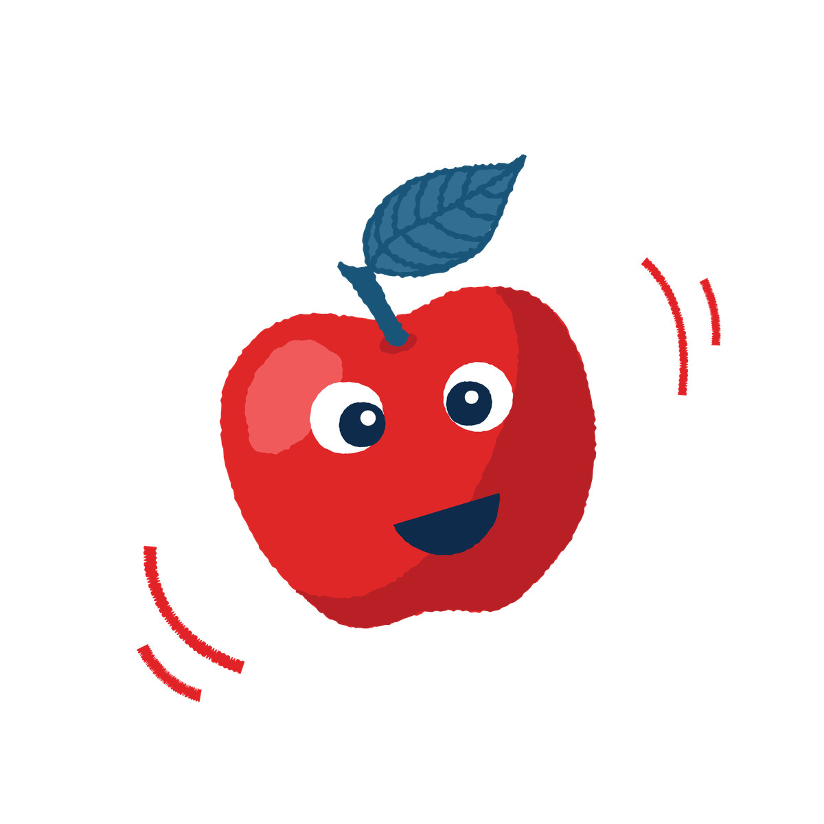 Cute, smiling and goofy red apple illustration in Cherry style download in PNG, SVG