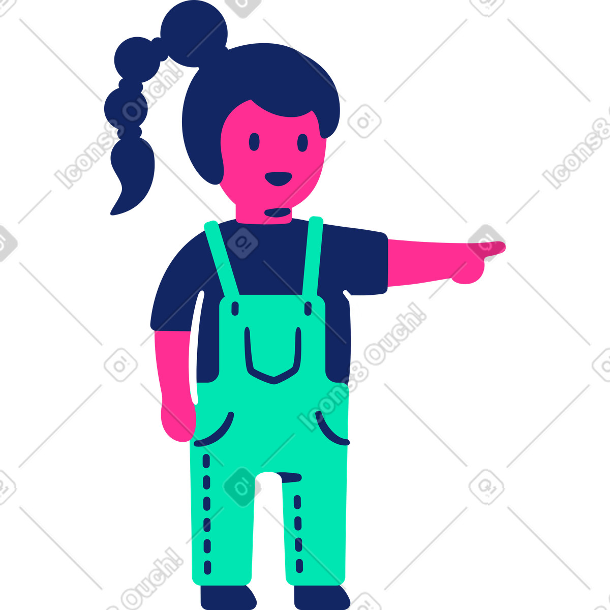 Illustration Enfant pointant dans le style Cyborg à télécharger aux formats PNG, SVG