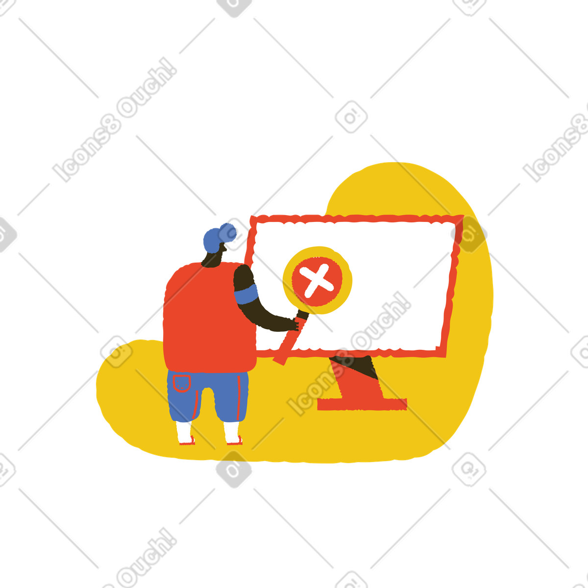 User inspecting digital error message, Page not found concept illustration in Bermuda style download in PNG, SVG