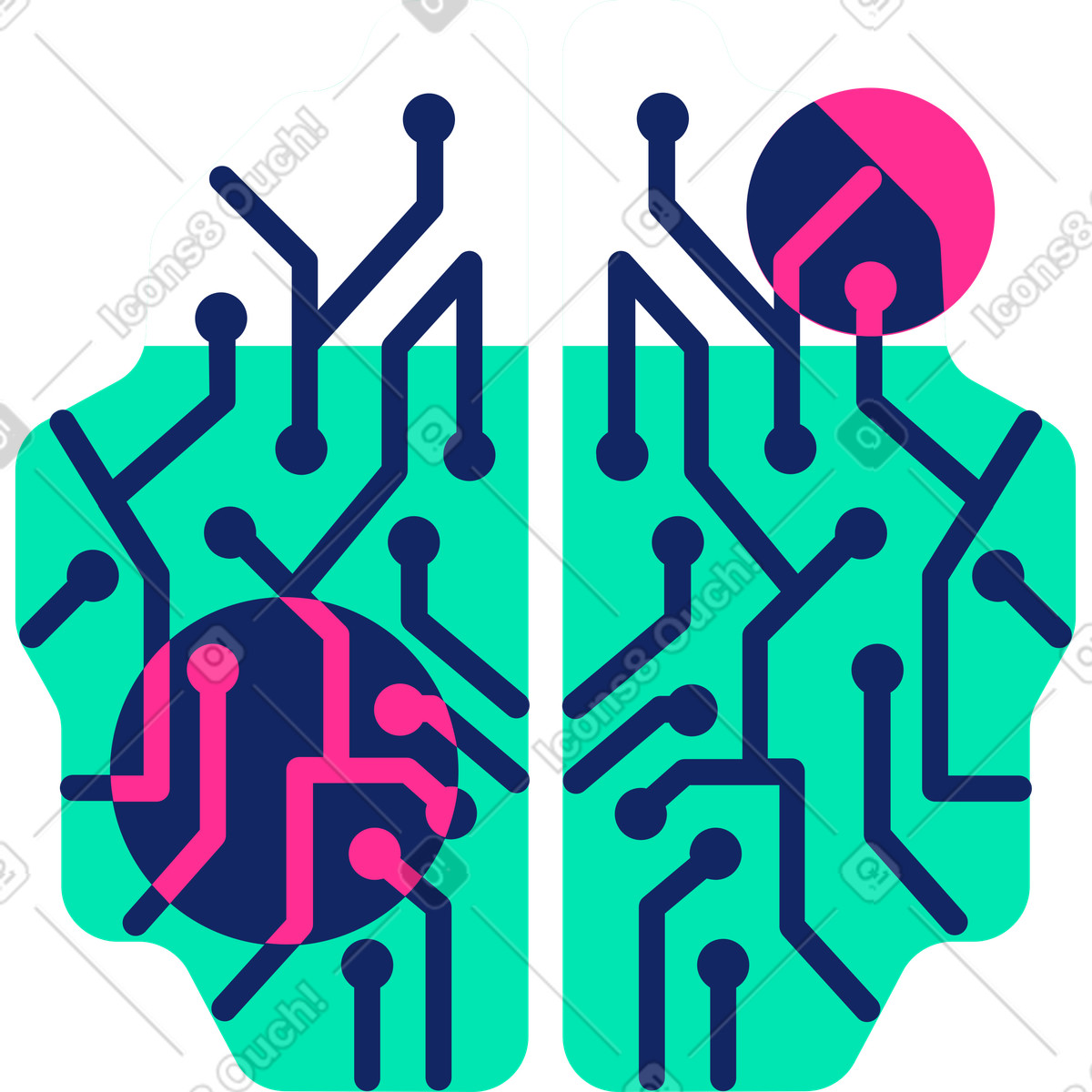 Cyborg スタイルの 脳 のイラストをPNG、SVG形式でダウンロード