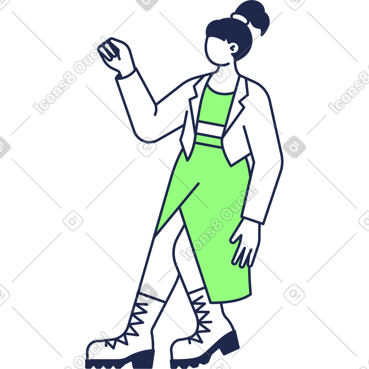 Ilustración Mujer sosteniendo algo en su mano estilo Outline a descargar PNG y SVG