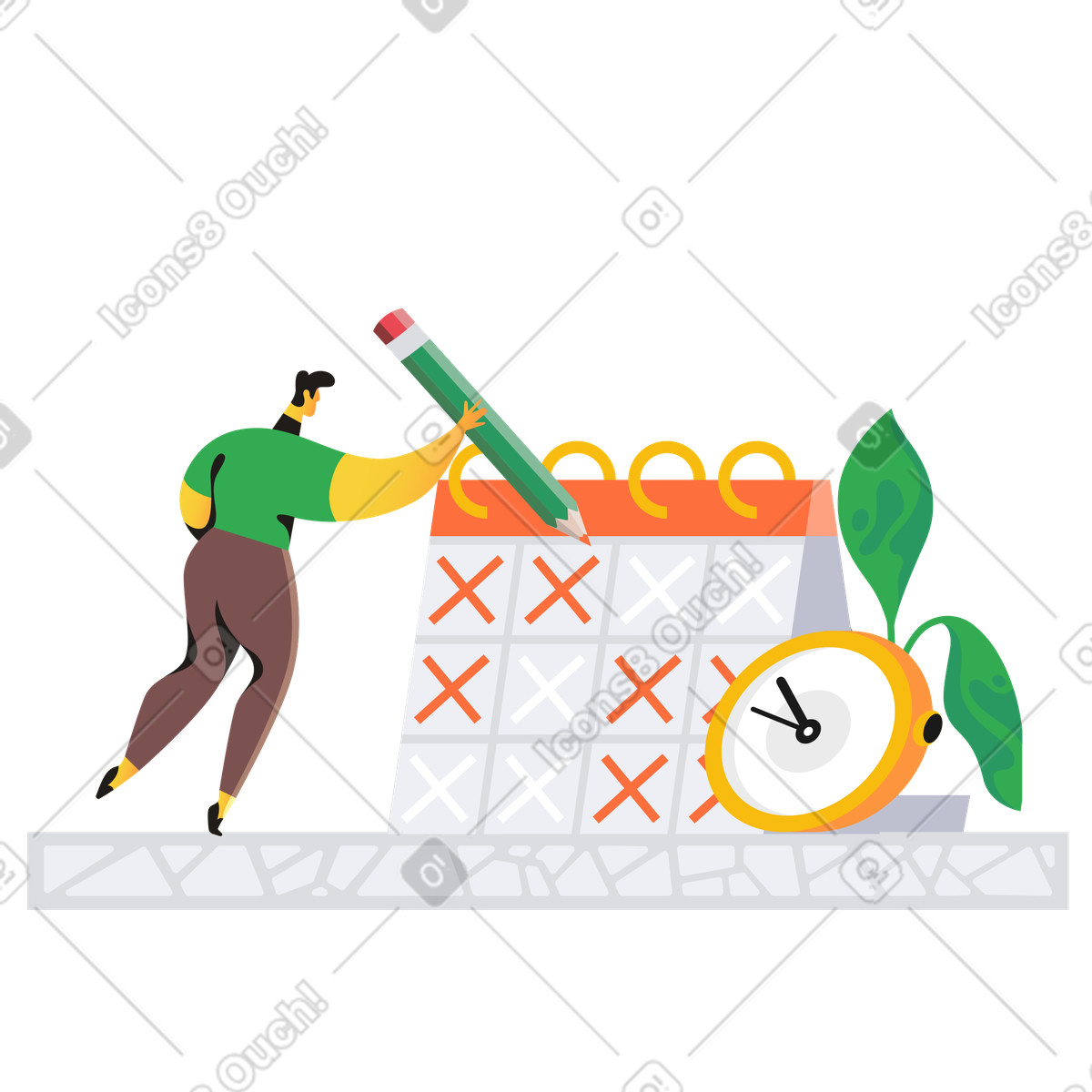 Time-management illustration in Jaconda style download in PNG, SVG