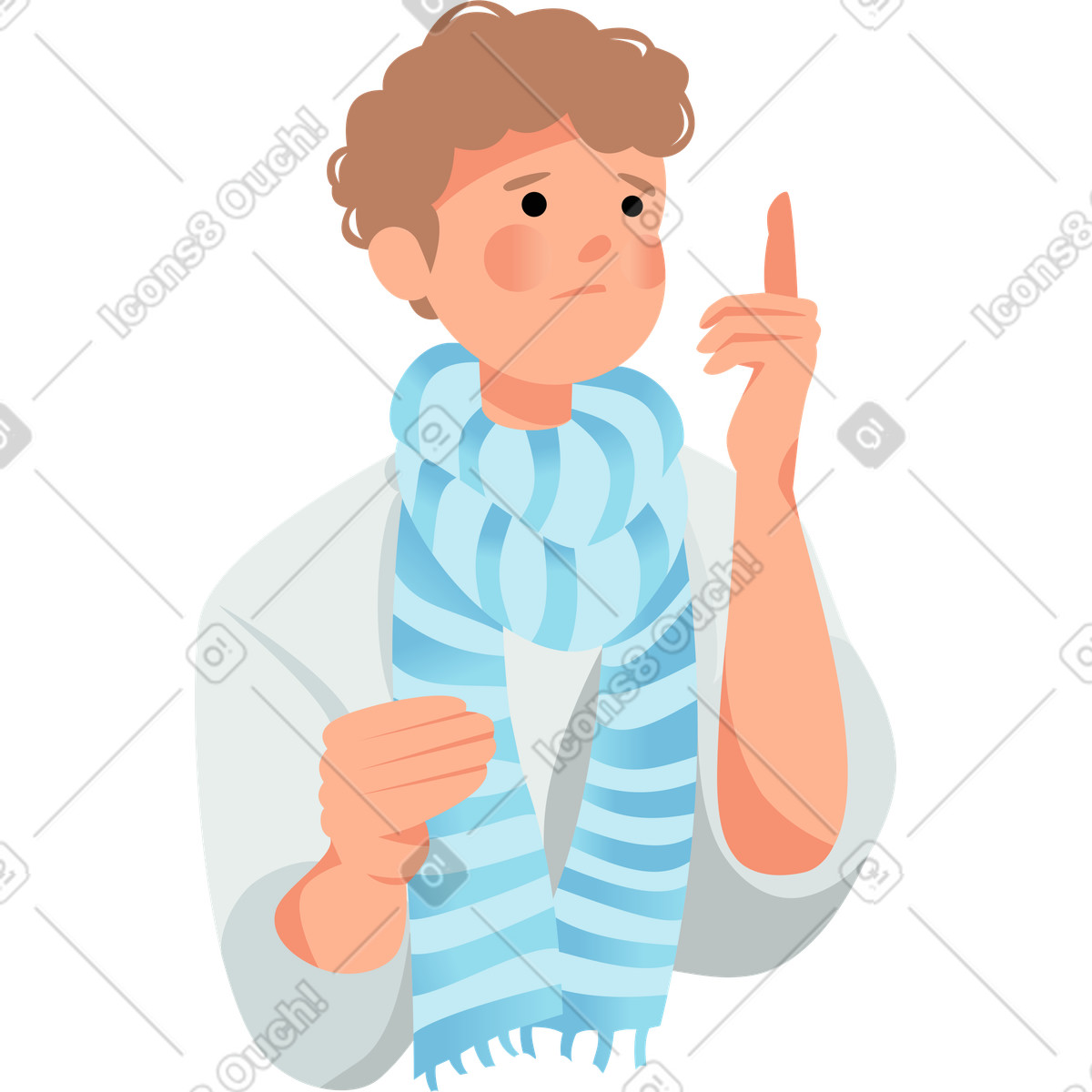 Man in striped scarf illustration Lagom style download PNG, SVG