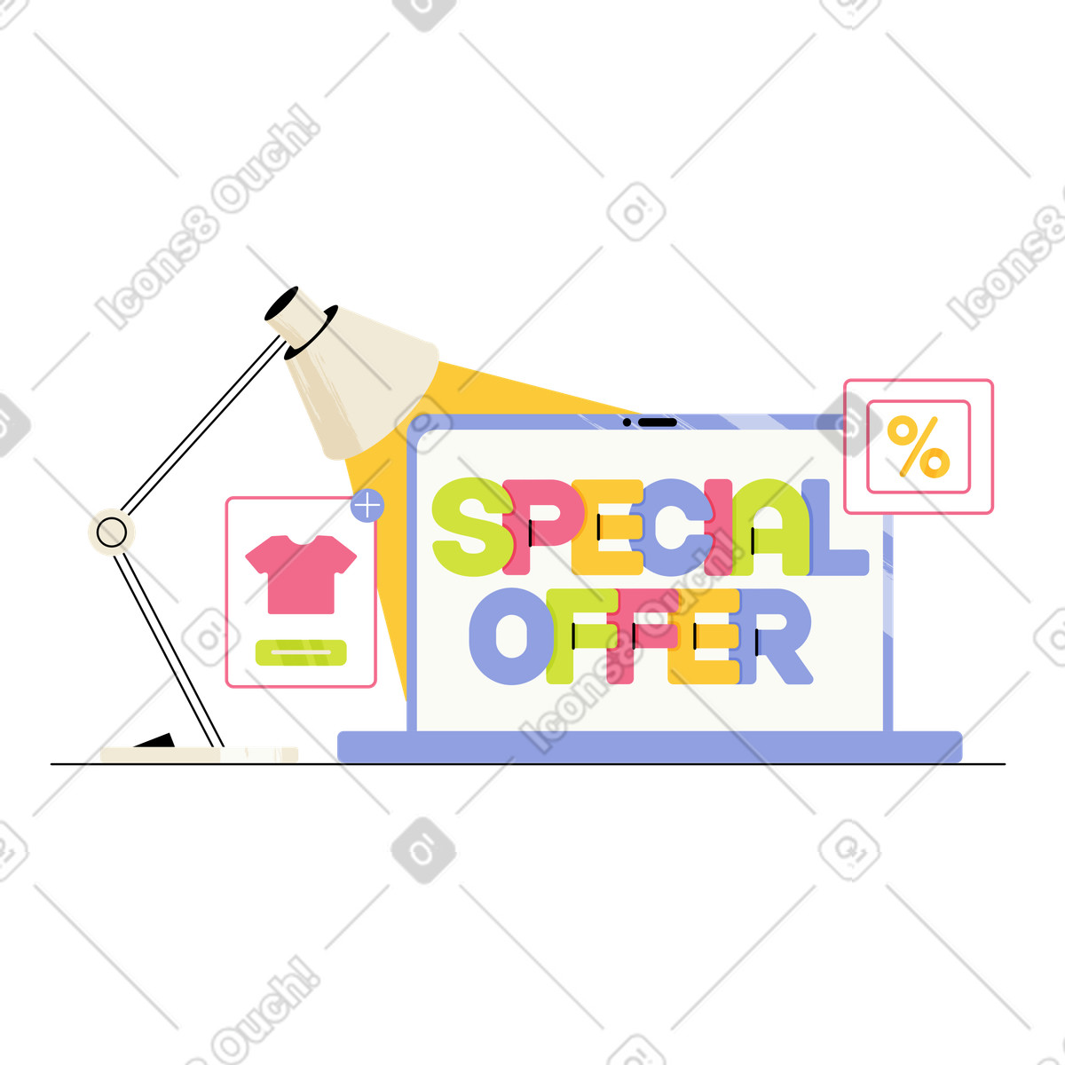 Ilustración Oferta especial de letras en portátil estilo Juicy a descargar PNG y SVG
