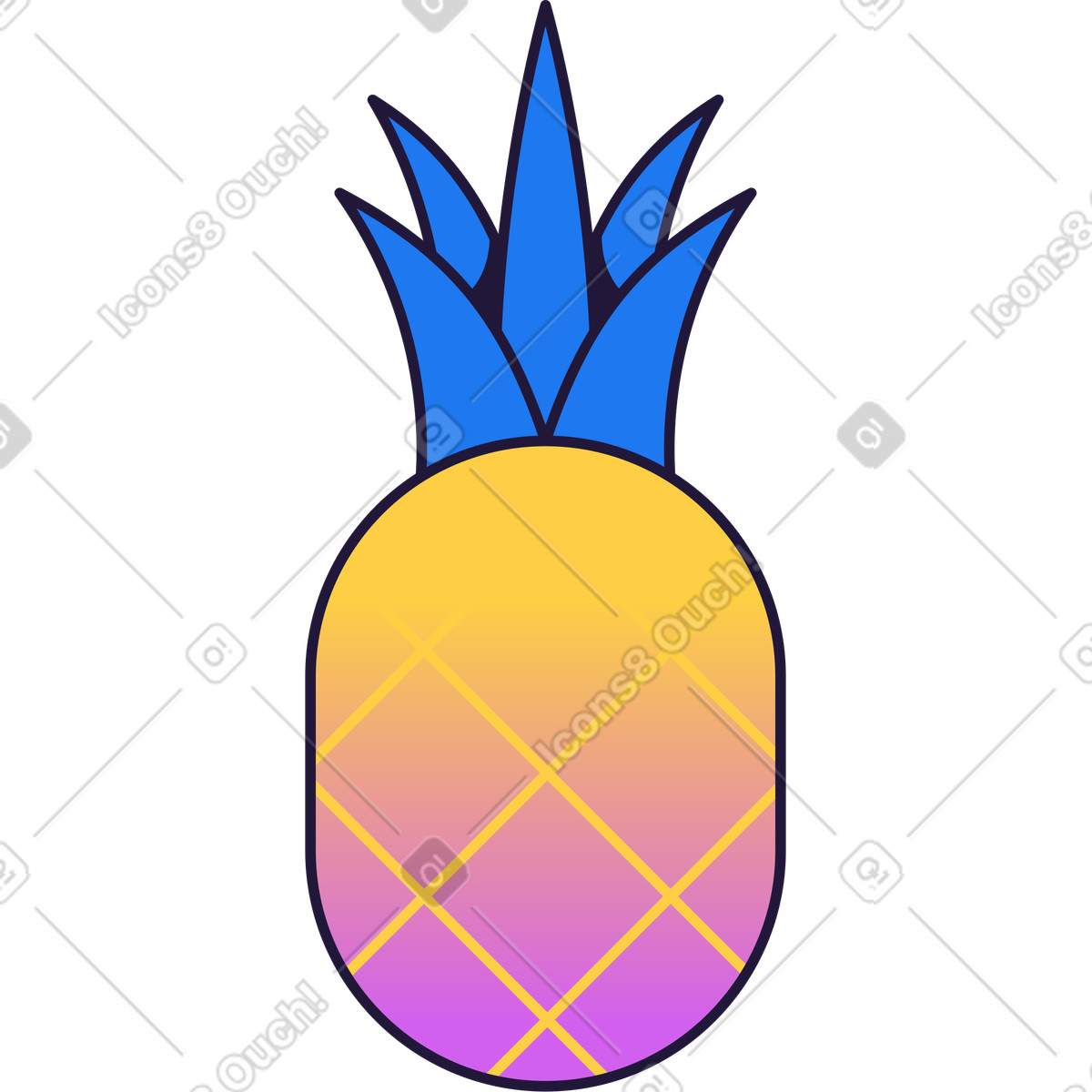 Ananas illustrazione in stile Conifer scarica in PNG, SVG